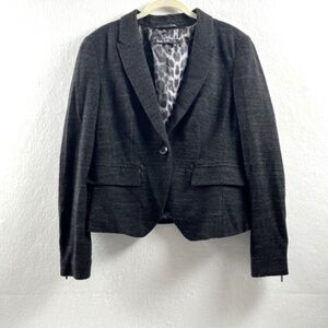 Marc Aurel Women's Black Heather Wool Blend Blazer Size 40 (US 8) Retail $309
